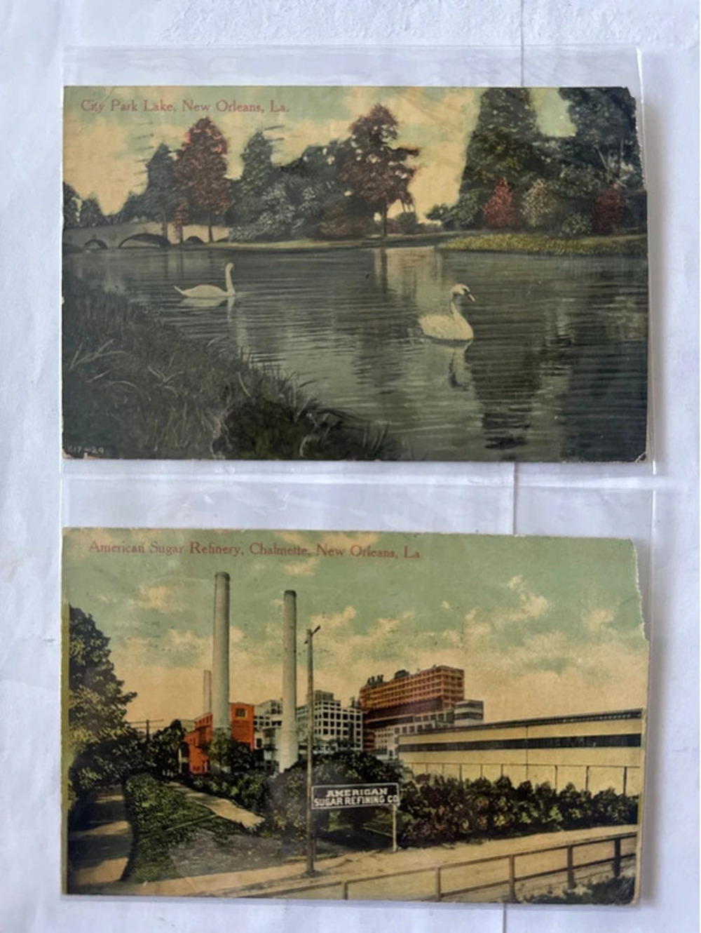 2 Antique New Orleans City Scape Post Cards w/ Stamps